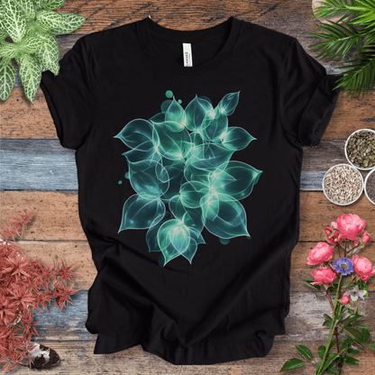 Printify T-Shirt Black Heather / S Ethereal Glowing Leaves Botanical Nature Lover T-Shirt