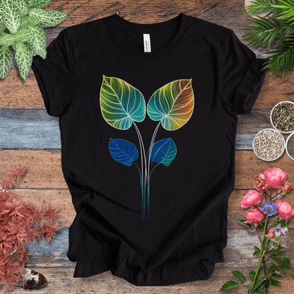 Printify T-Shirt Black Heather / S Glowing Futuristic Leaves Botanical Nature Lover T-Shirt