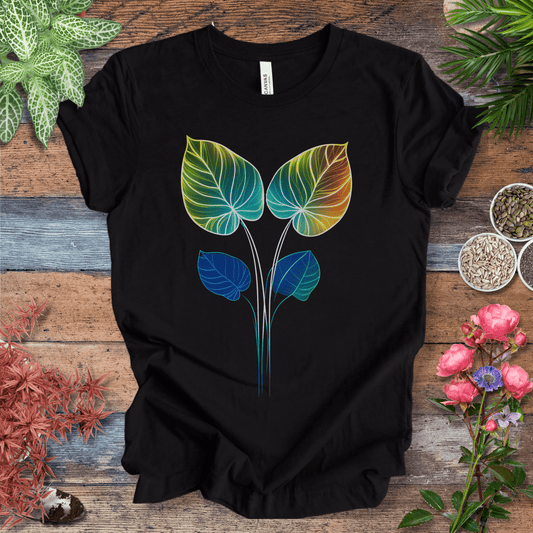 Printify T-Shirt Black Heather / S Glowing Futuristic Leaves Botanical Nature Lover T-Shirt
