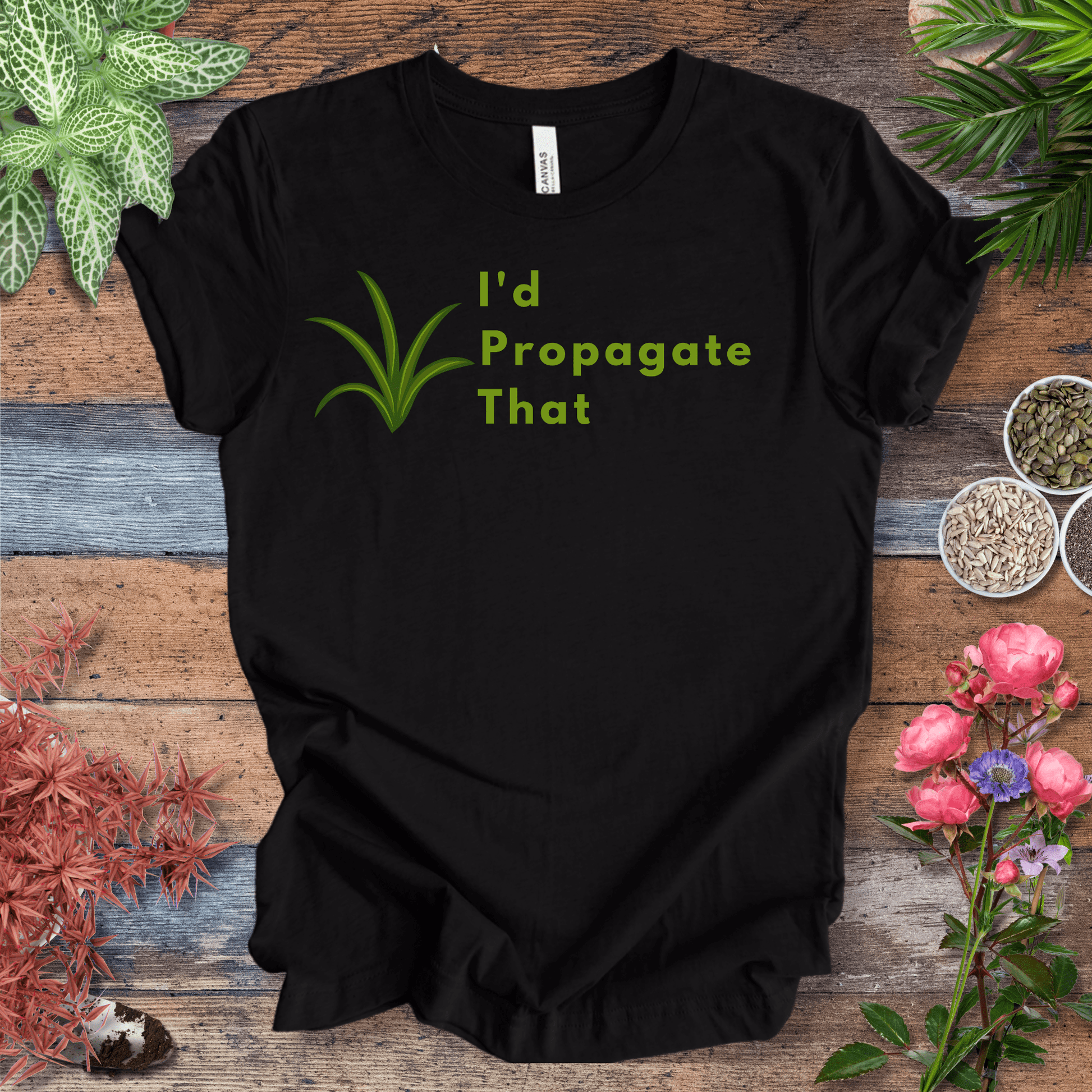Printify T-Shirt Black Heather / S I’d Propagate That – Air Plant | Houseplant Enthusiast Tee