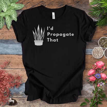 Printify T-Shirt Black Heather / S I’d Propagate That – Snake Plant Edition | Minimalist Houseplant Tee