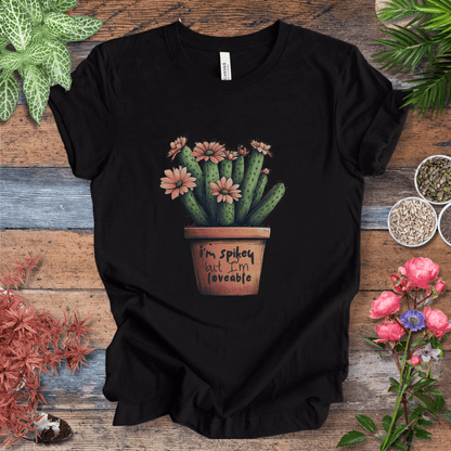 Printify T-Shirt Black Heather / S "I'm Spikey but I'm Lovable" Funny Cactus Lover T-Shirt