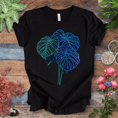Printify T-Shirt Black Heather / S Neon Monstera Leaf Glow in the Dark Botanical T-Shirt