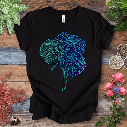 Printify T-Shirt Black Heather / S Neon Monstera Leaf Glow in the Dark Botanical T-Shirt