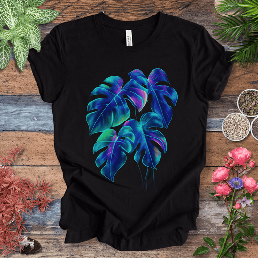 Printify T-Shirt Black Heather / S Neon Rainbow Monstera Jungle Aesthetic Plant Lover T-Shirt