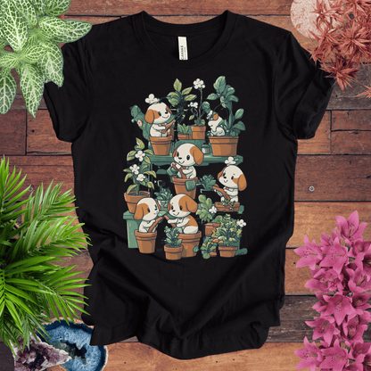 Printify T-Shirt Black Heather / S Puppy Garden Gathering T-Shirt
