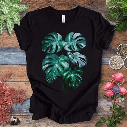 Printify T-Shirt Black Heather / S Shiny Monstera Leaf Jungle Aesthetic Plant Lover T-Shirt