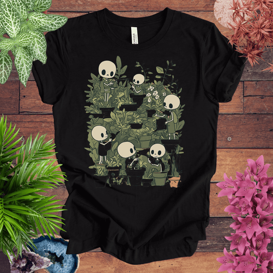 Printify T-Shirt Black Heather / S Skeleton Gardener - Eternal Green Thumb T-Shirt