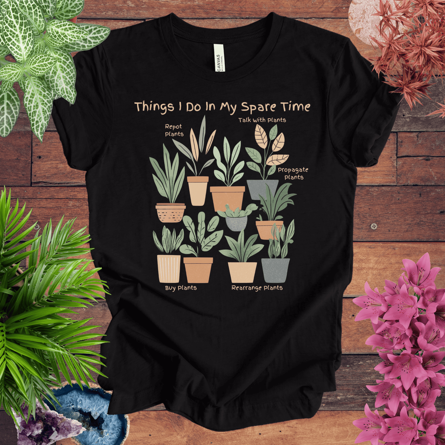 Printify T-Shirt Black Heather / S Things I Do in My Spare Time - Houseplant Edition T-Shirt