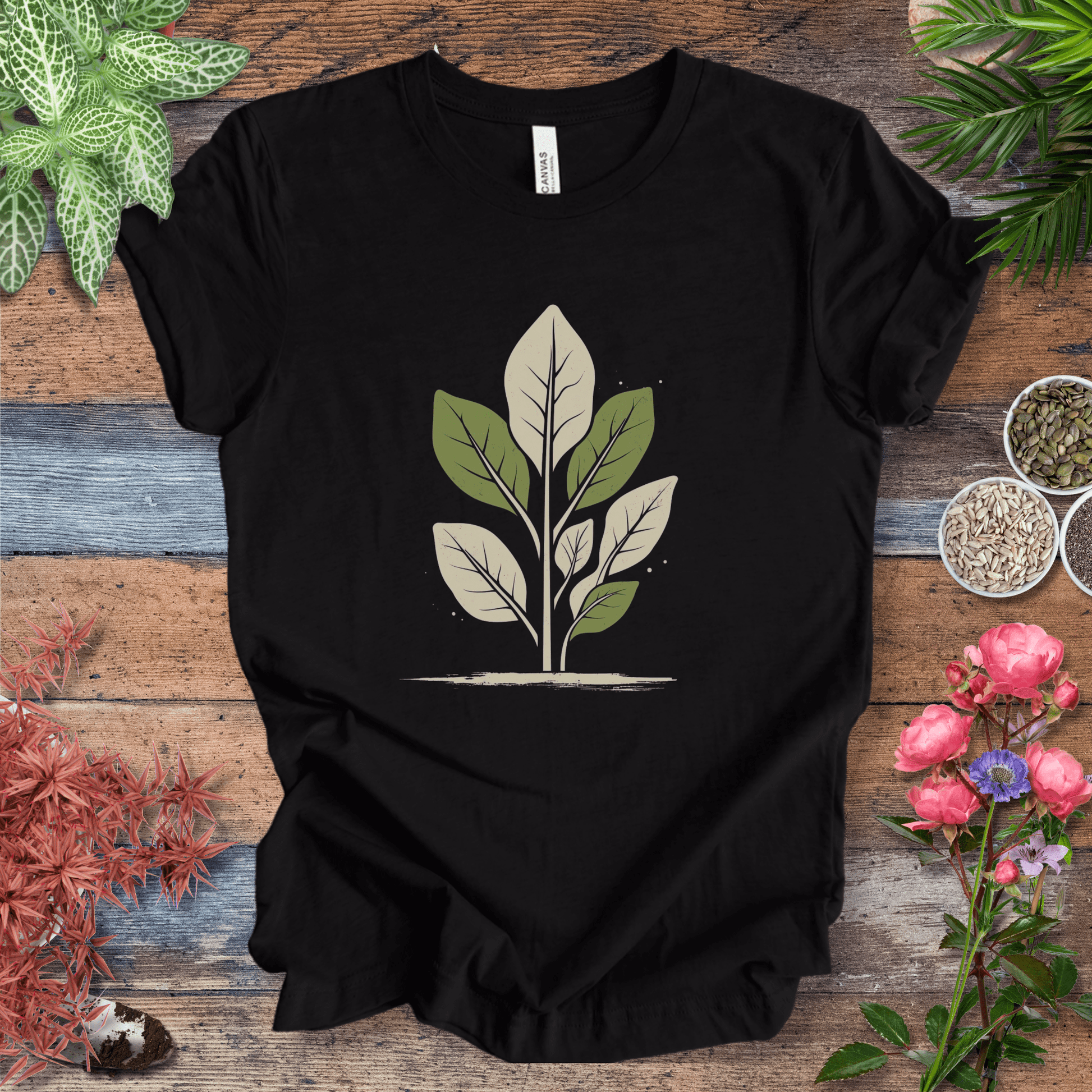 Printify T-Shirt Black Heather / S Vintage Minimalist Fiddle Leaf T-Shirt