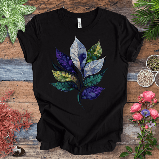 Printify T-Shirt Black Heather / S Watercolor Galaxy Leaf T-Shirt