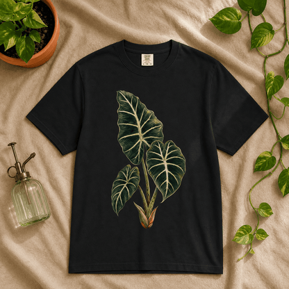 Printify T-Shirt Black / S Alocasia Velvet Graphic T-Shirt - Plant Lover Gift