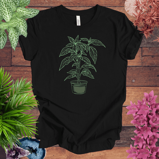 Printify T-Shirt Black / S Basil Plant Outline T-Shirt