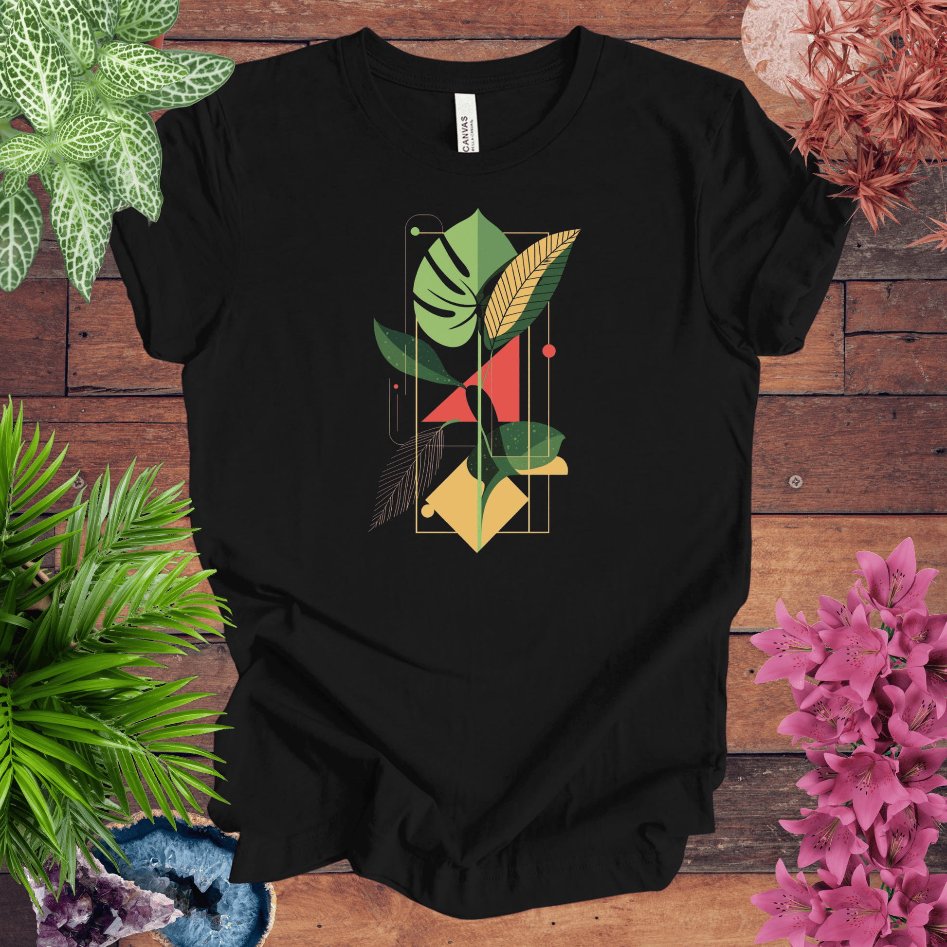 Printify T-Shirt Black / S Botanical Houseplant Retro T-Shirt