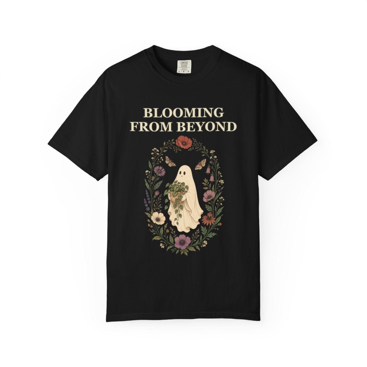 Botanical Vibes T-Shirt Black / S Floral Ghost Halloween Shirt - Cottagecore Plant Tee