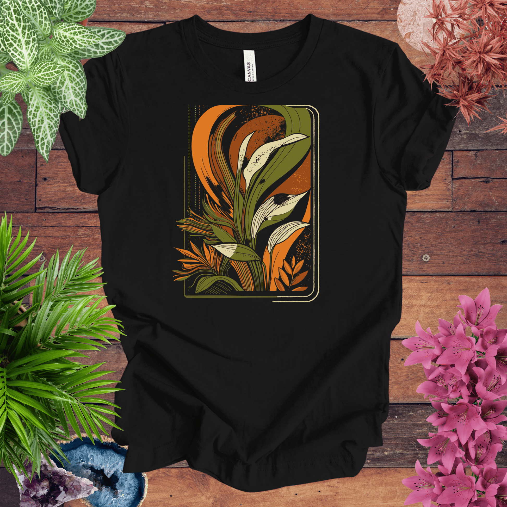 Printify T-Shirt Black / S Houseplants Box Retro T-Shirt