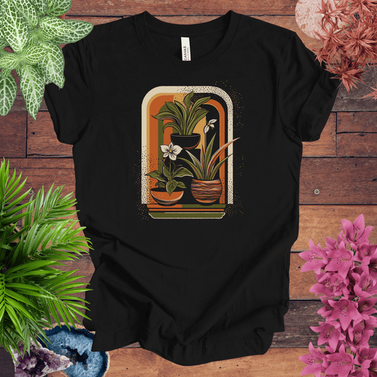 Printify T-Shirt Black / S Retro Houseplants Waves T-Shirt