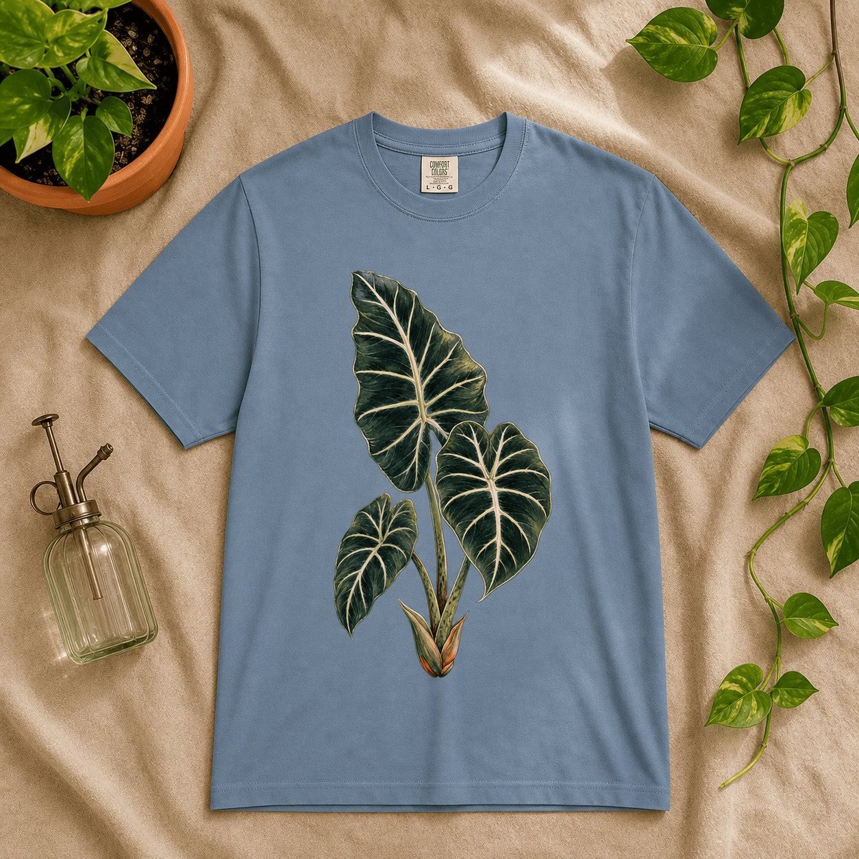 Printify T-Shirt Blue Jean / S Alocasia Velvet Graphic T-Shirt - Plant Lover Gift