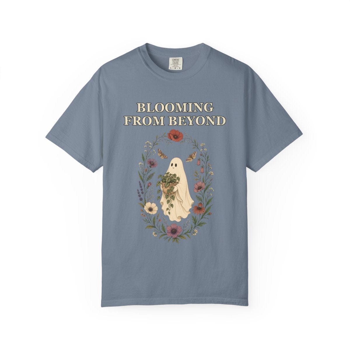Botanical Vibes T-Shirt Blue Jean / S Floral Ghost Halloween Shirt - Cottagecore Plant Tee