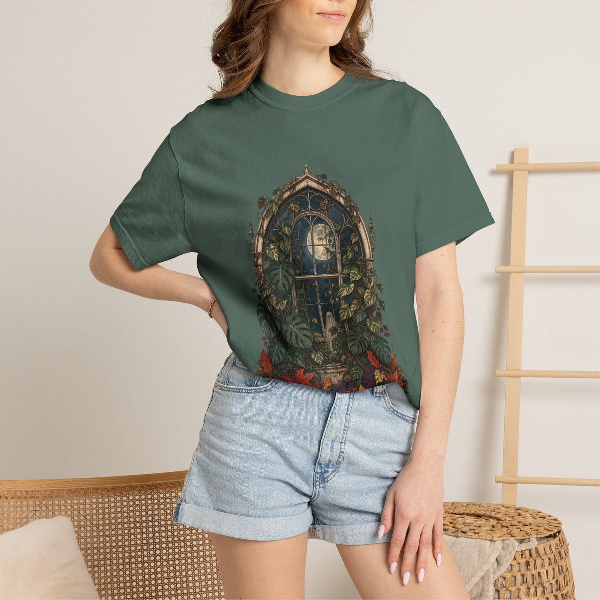 Botanical Vibes T-Shirt Blue Jean / S Ghostly Greenhouse T-Shirt - Haunted Botanical Art