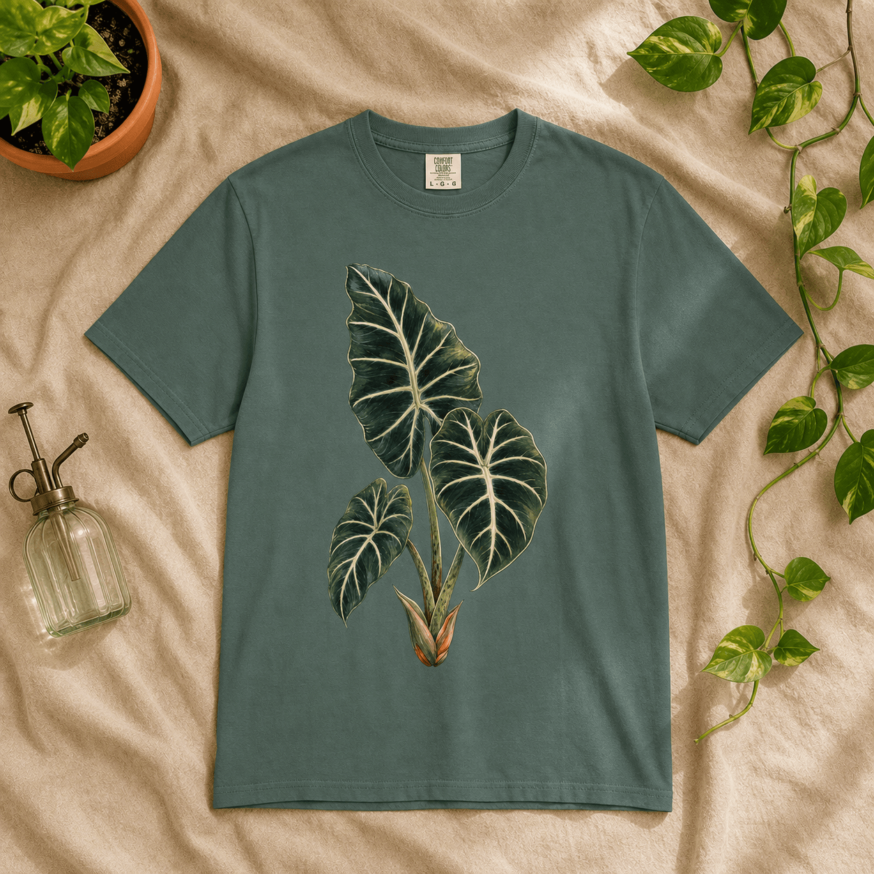 Printify T-Shirt Blue Spruce / S Alocasia Velvet Graphic T-Shirt - Plant Lover Gift