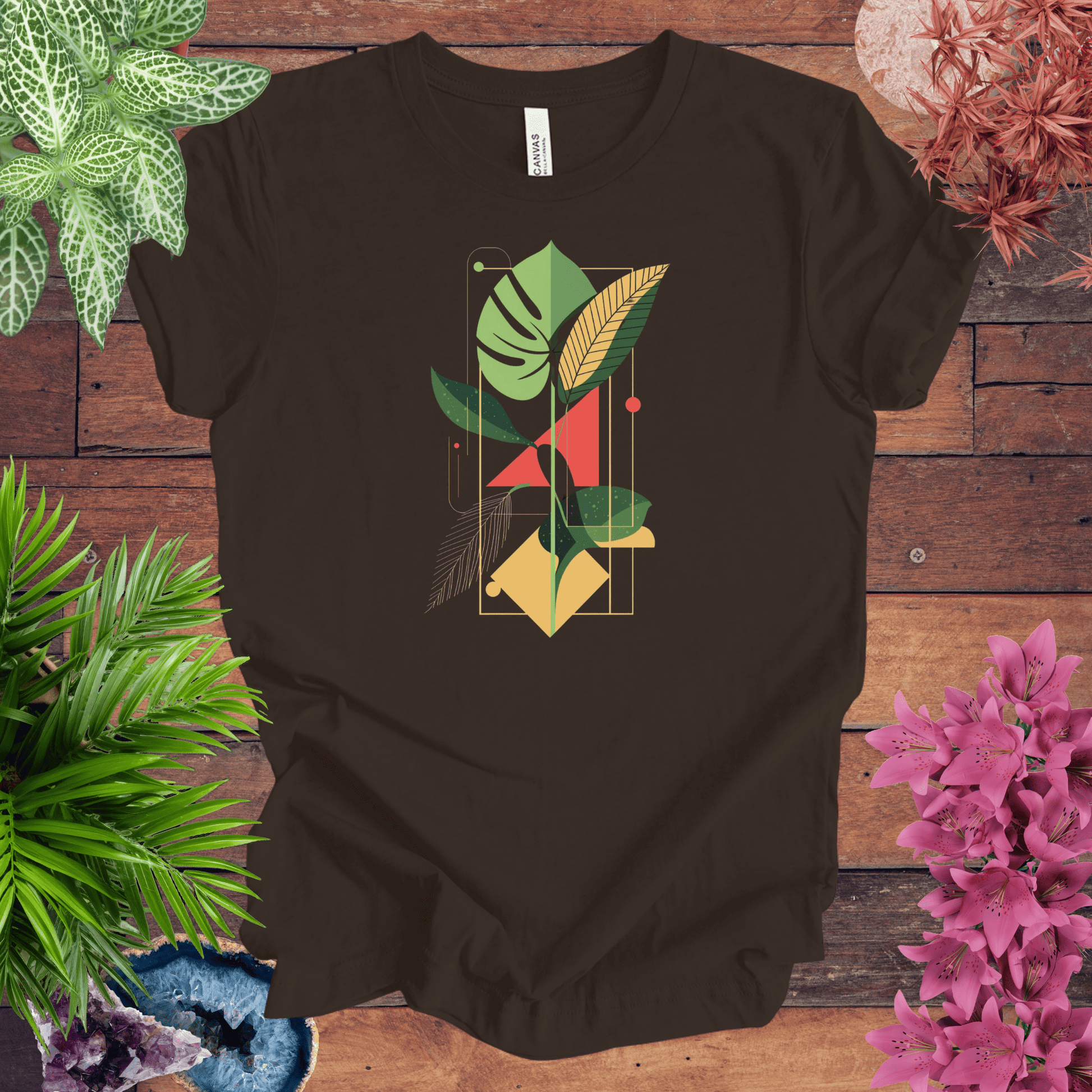 Printify T-Shirt Brown / S Botanical Houseplant Retro T-Shirt