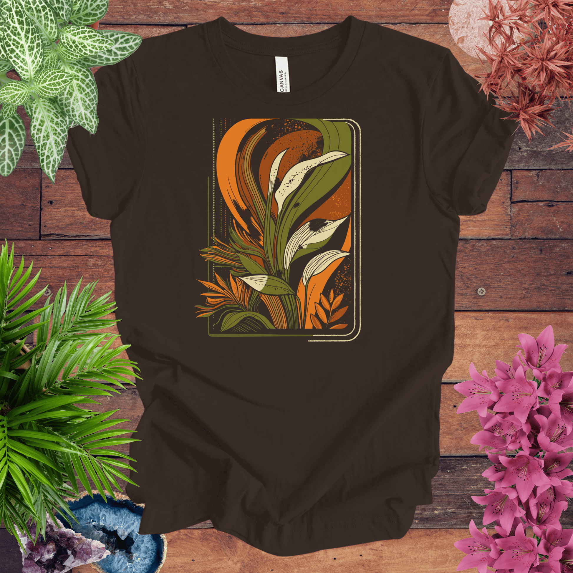 Printify T-Shirt Brown / S Houseplants Box Retro T-Shirt