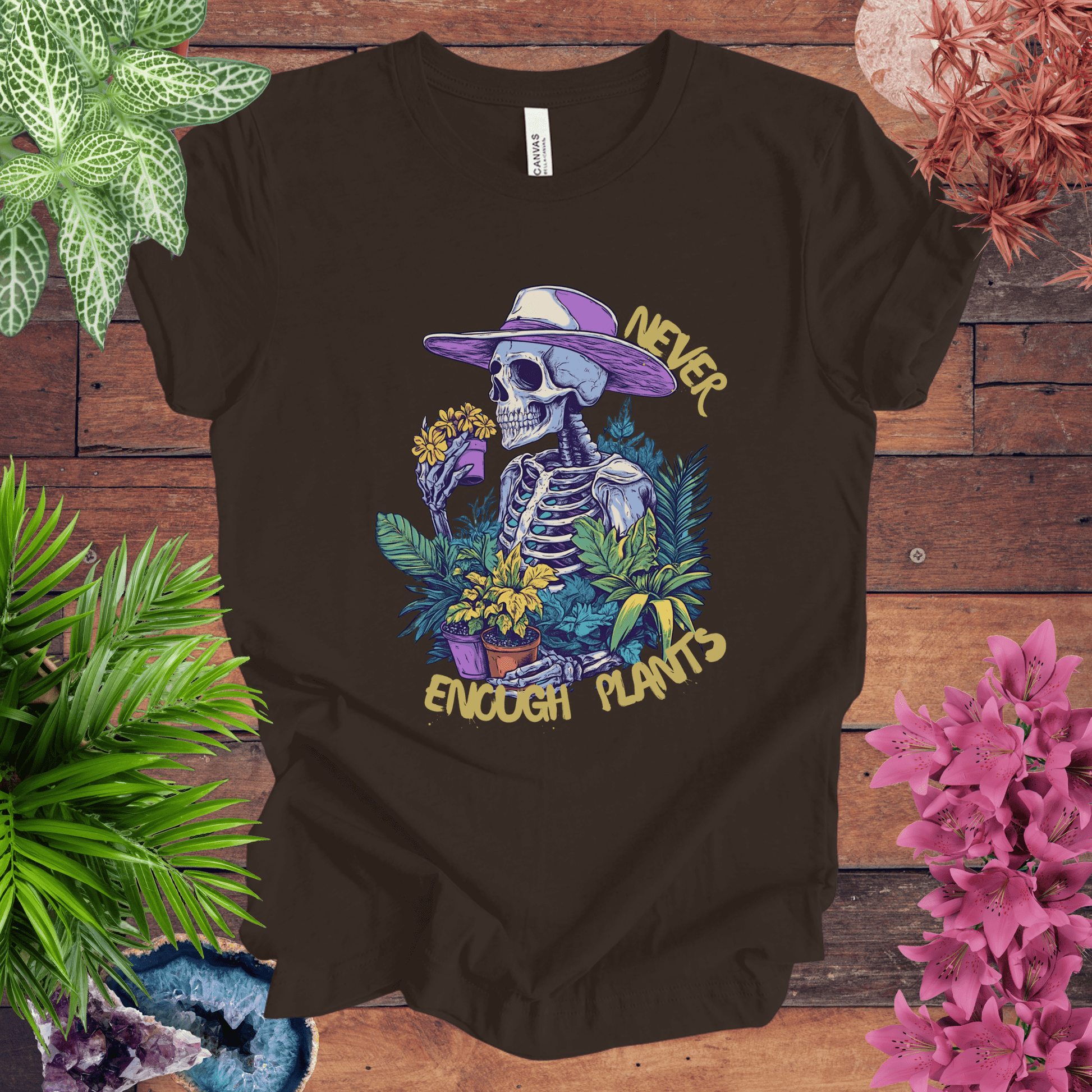 Printify T-Shirt Brown / S Never Enough Plants Skeleton T-Shirt