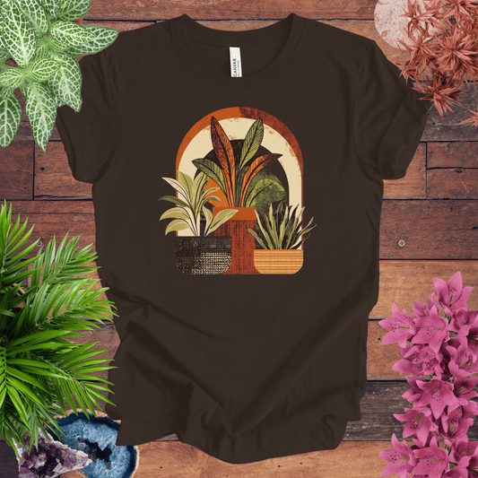 Printify T-Shirt Brown / S Retro Boho Plant Arch T-Shirt