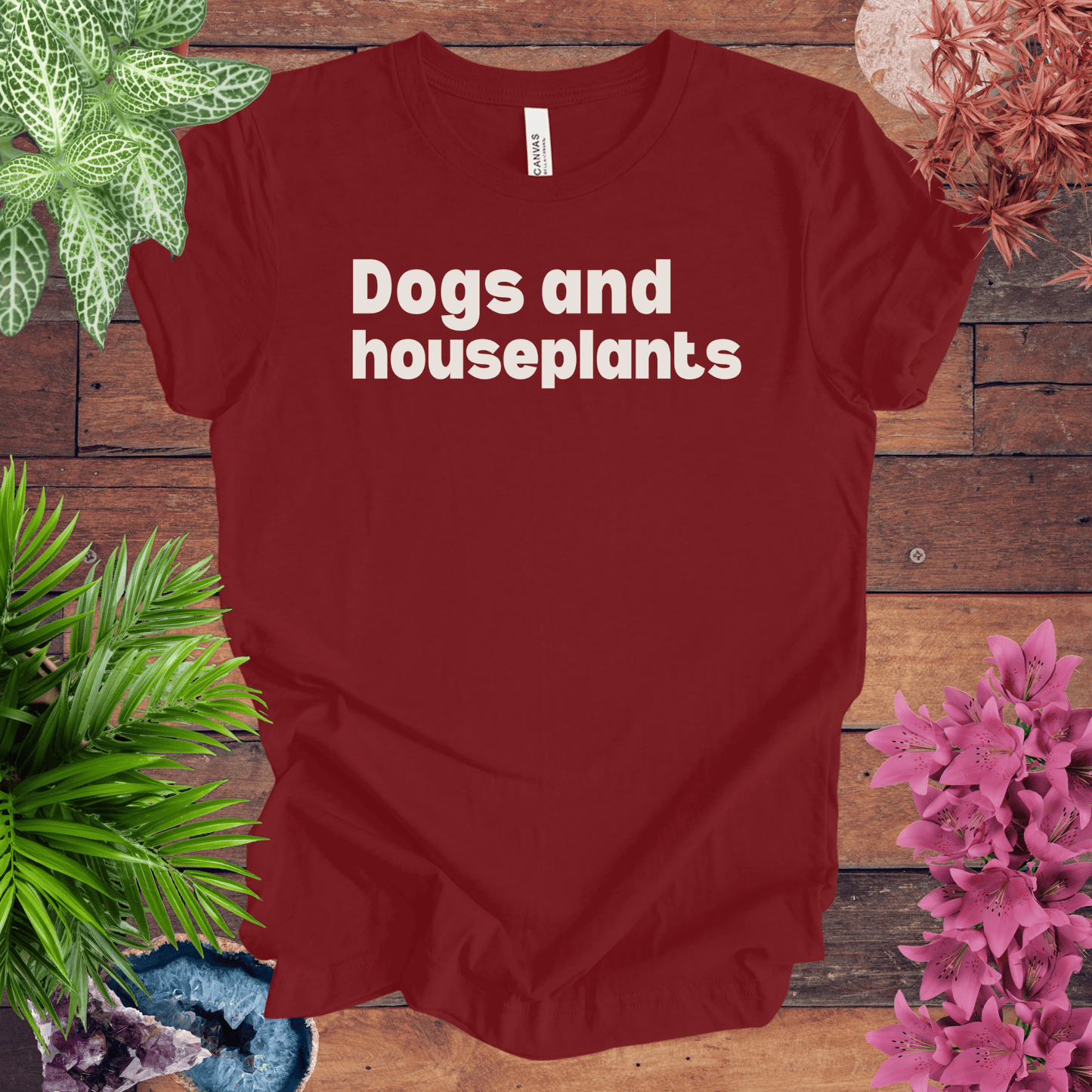 Printify T-Shirt Cardinal / S Dogs and Houseplants T-Shirt