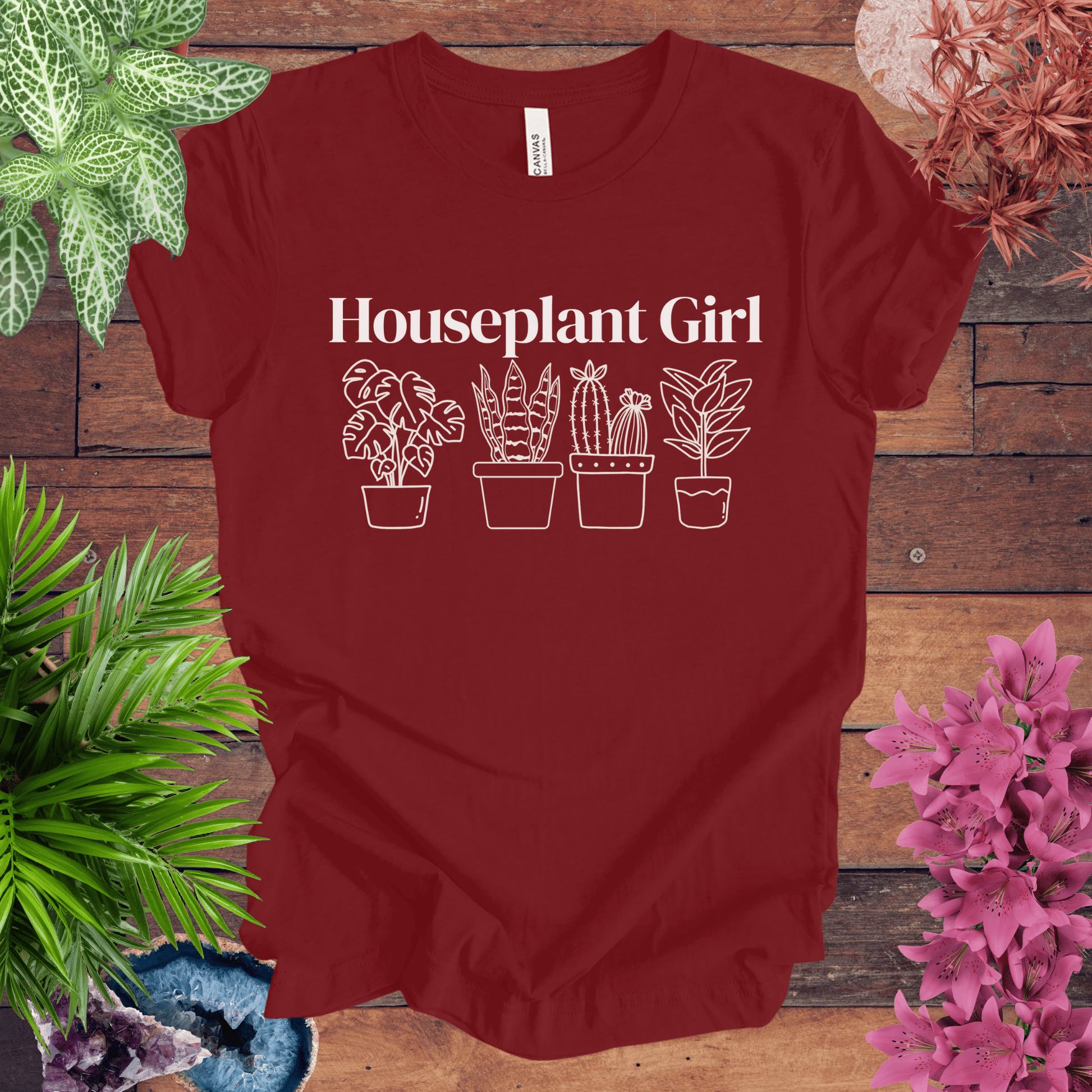 Printify T-Shirt Cardinal / S Houseplant Girl T-Shirt