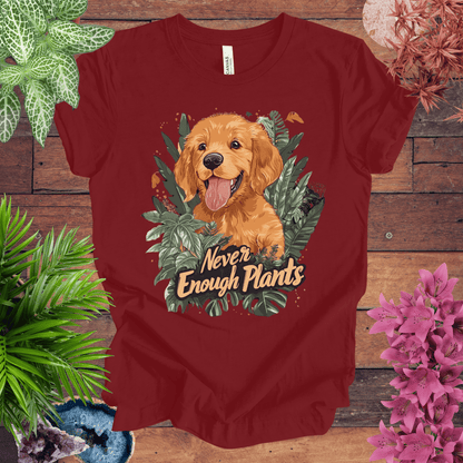 Printify T-Shirt Cardinal / S Never Enough Plants - Golden Retriever Edition T-Shirt