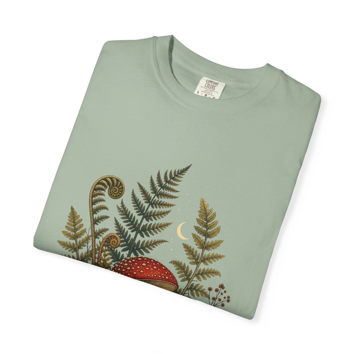 Botanical Vibes T-Shirt Chambray / S Autumn Mushroom Fern T-Shirt - Woodland Botanical Art