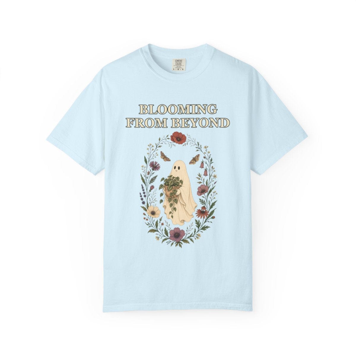 Botanical Vibes T-Shirt Chambray / S Floral Ghost Halloween Shirt - Cottagecore Plant Tee