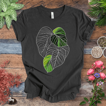 Printify T-Shirt Dark Grey Heather / S Abstract Green Monstera Leaf T-Shirt