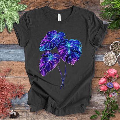 Printify T-Shirt Dark Grey Heather / S Bioluminescent Monstera Jungle Plant Lover Aesthetic T-Shirt