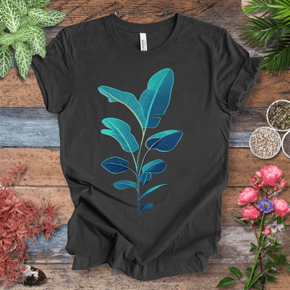 Printify T-Shirt Dark Grey Heather / S Blue Monstera Leaves Tropical Aesthetic Houseplant T-Shirt