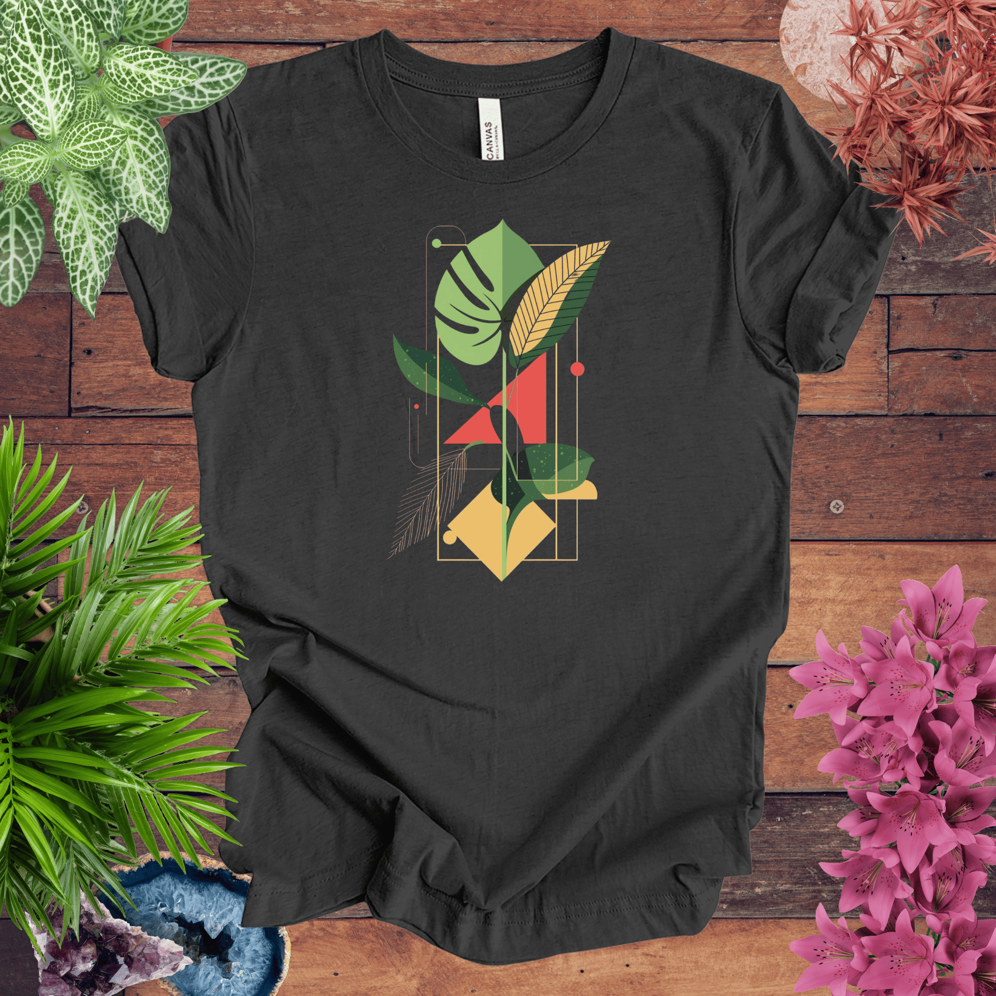 Printify T-Shirt Dark Grey Heather / S Botanical Houseplant Retro T-Shirt