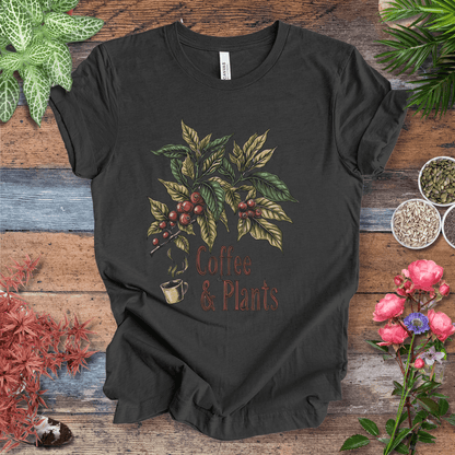 Printify T-Shirt Dark Grey Heather / S Coffee & Plants Botanical T-Shirt