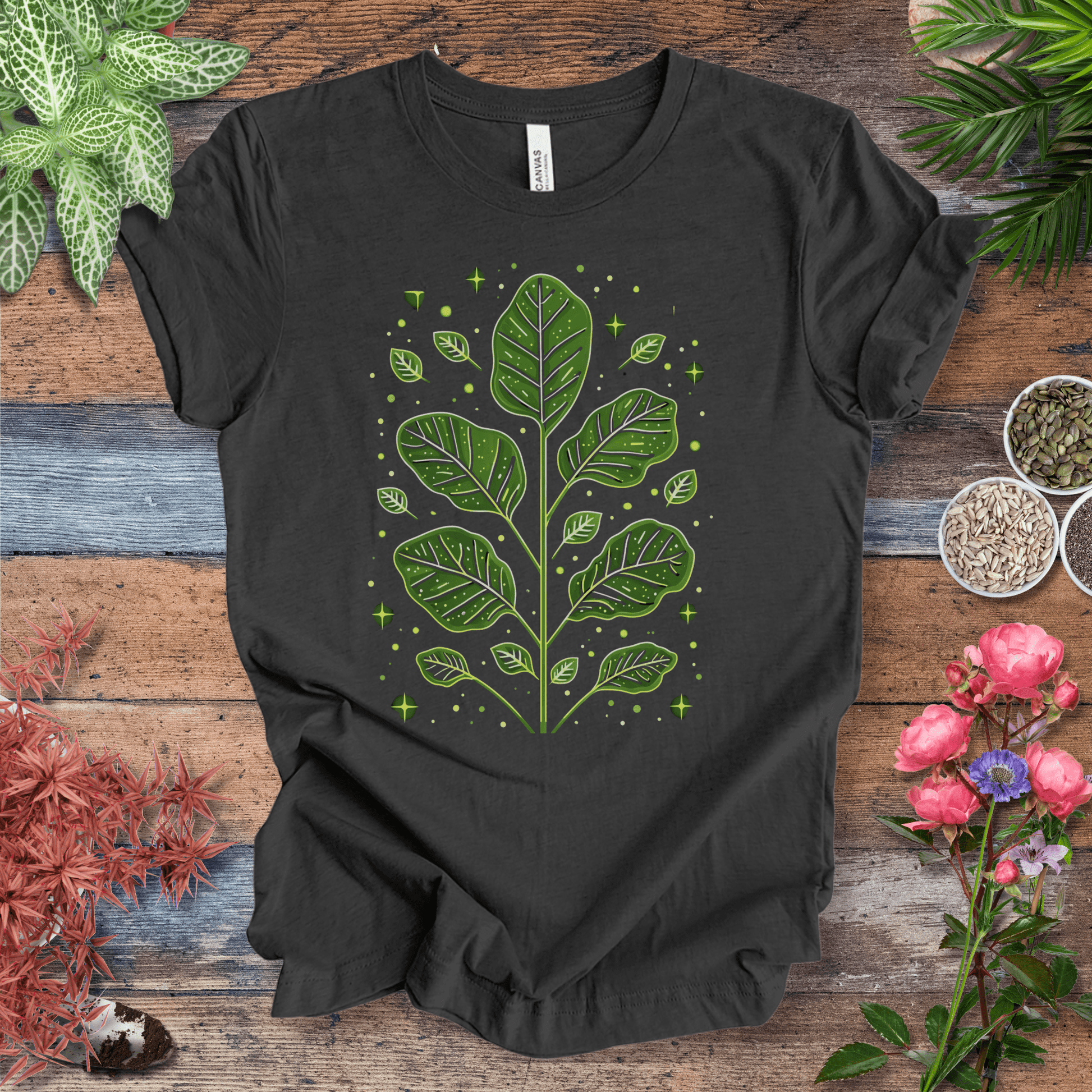 Printify T-Shirt Dark Grey Heather / S Enchanted Fiddle Leaf Art T-Shirt