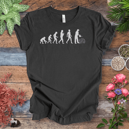 Printify T-Shirt Dark Grey Heather / S Evolution of a Gardener (Flowers) | Playful Plant Lover Tee