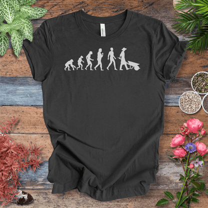 Printify T-Shirt Dark Grey Heather / S Evolution of a Gardener (Wheelbarrow) | Fun Gardening Tee