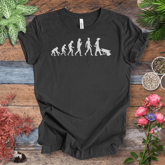 Printify T-Shirt Dark Grey Heather / S Evolution of a Gardener (Wheelbarrow) | Fun Gardening Tee