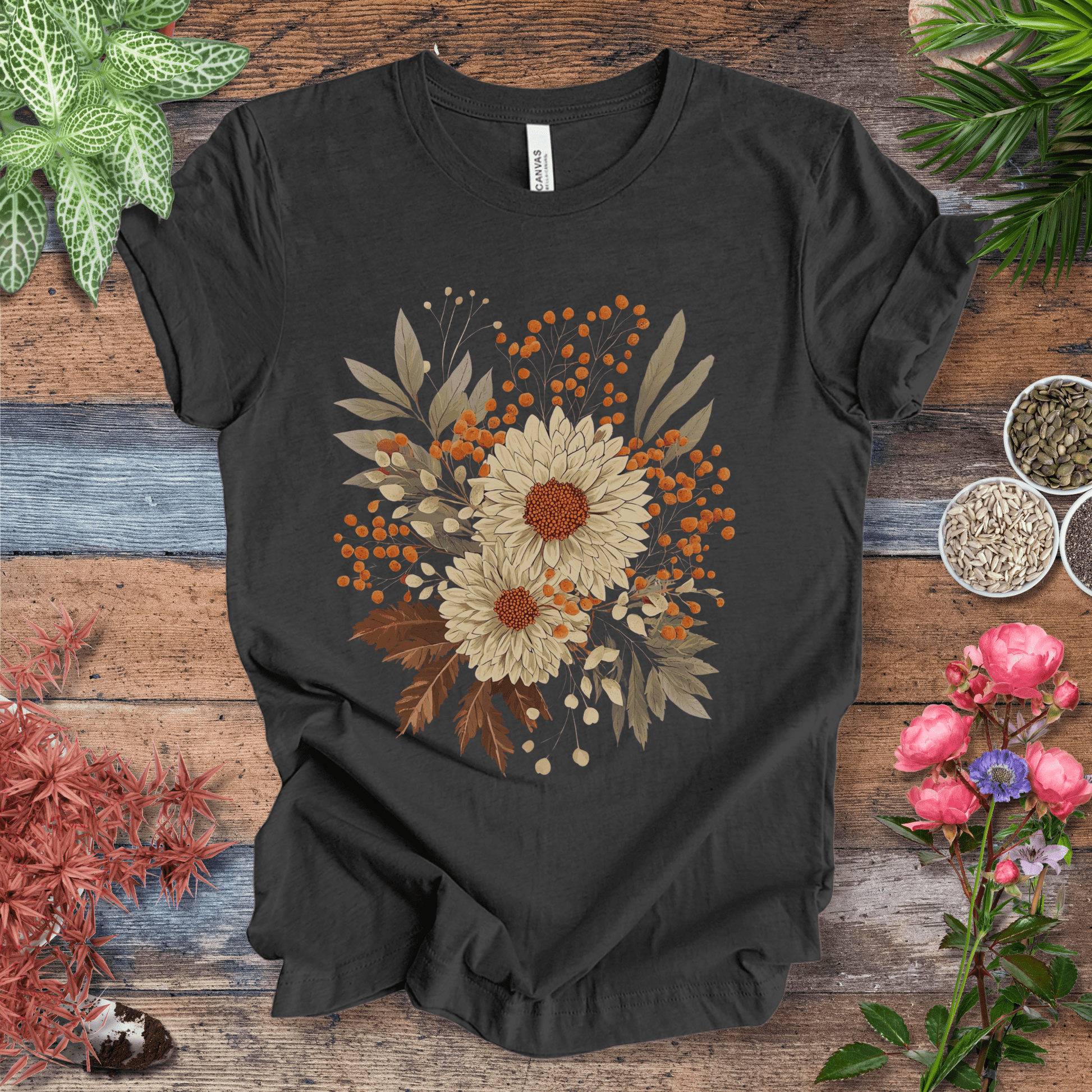 Printify T-Shirt Dark Grey Heather / S Garden Blooms Floral T-Shirt