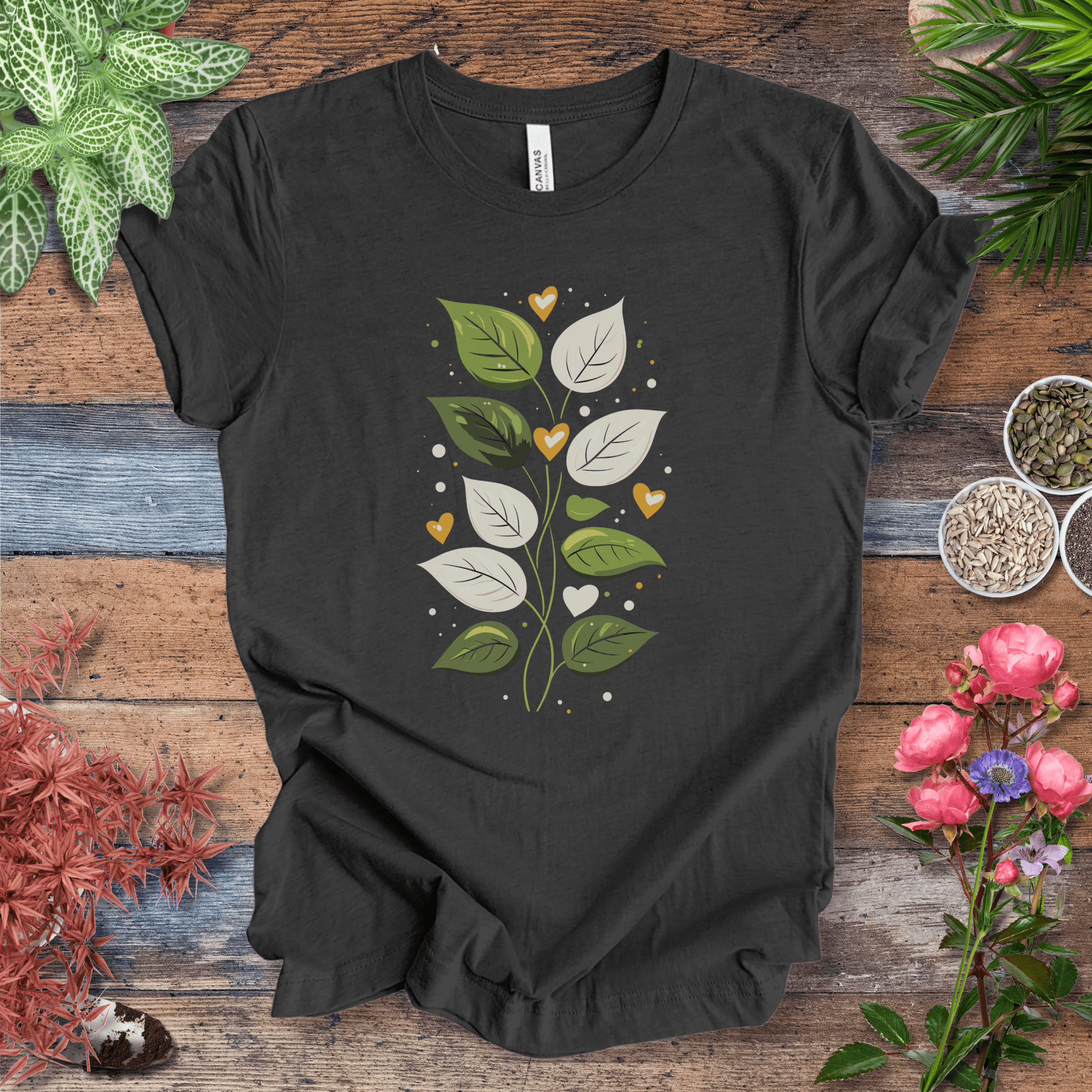 Printify T-Shirt Dark Grey Heather / S Heartfelt Greenery T-Shirt