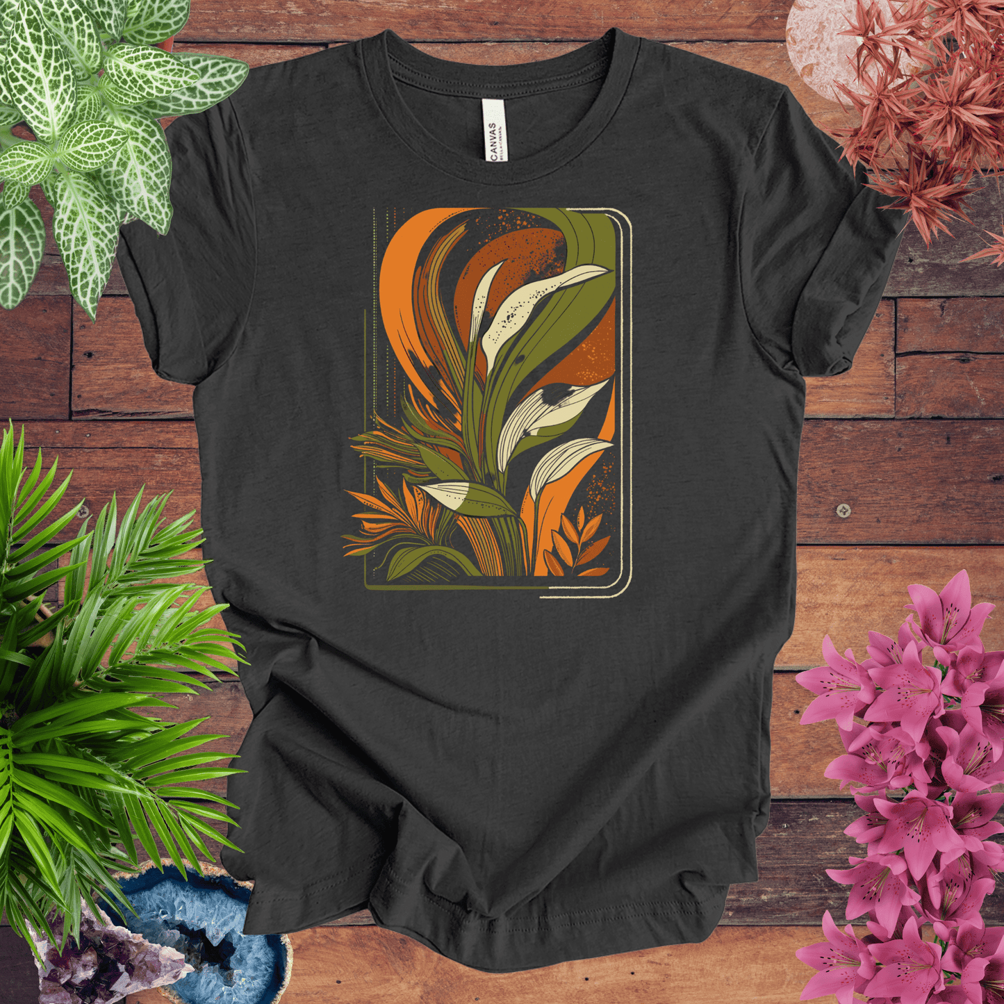 Printify T-Shirt Dark Grey Heather / S Houseplants Box Retro T-Shirt
