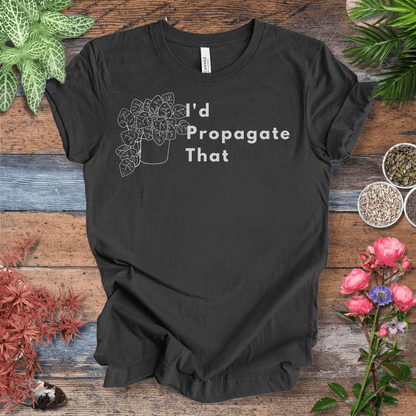 Printify T-Shirt Dark Grey Heather / S I’d Propagate That – Foliage Overflow | Bold Plant T‑Shirt