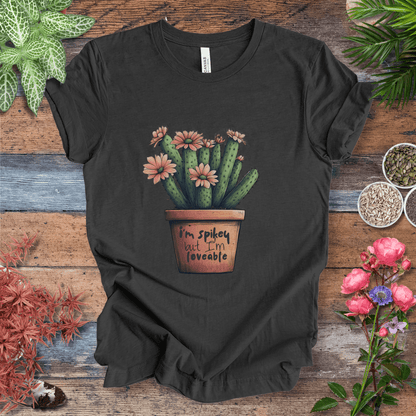 Printify T-Shirt Dark Grey Heather / S "I'm Spikey but I'm Lovable" Funny Cactus Lover T-Shirt