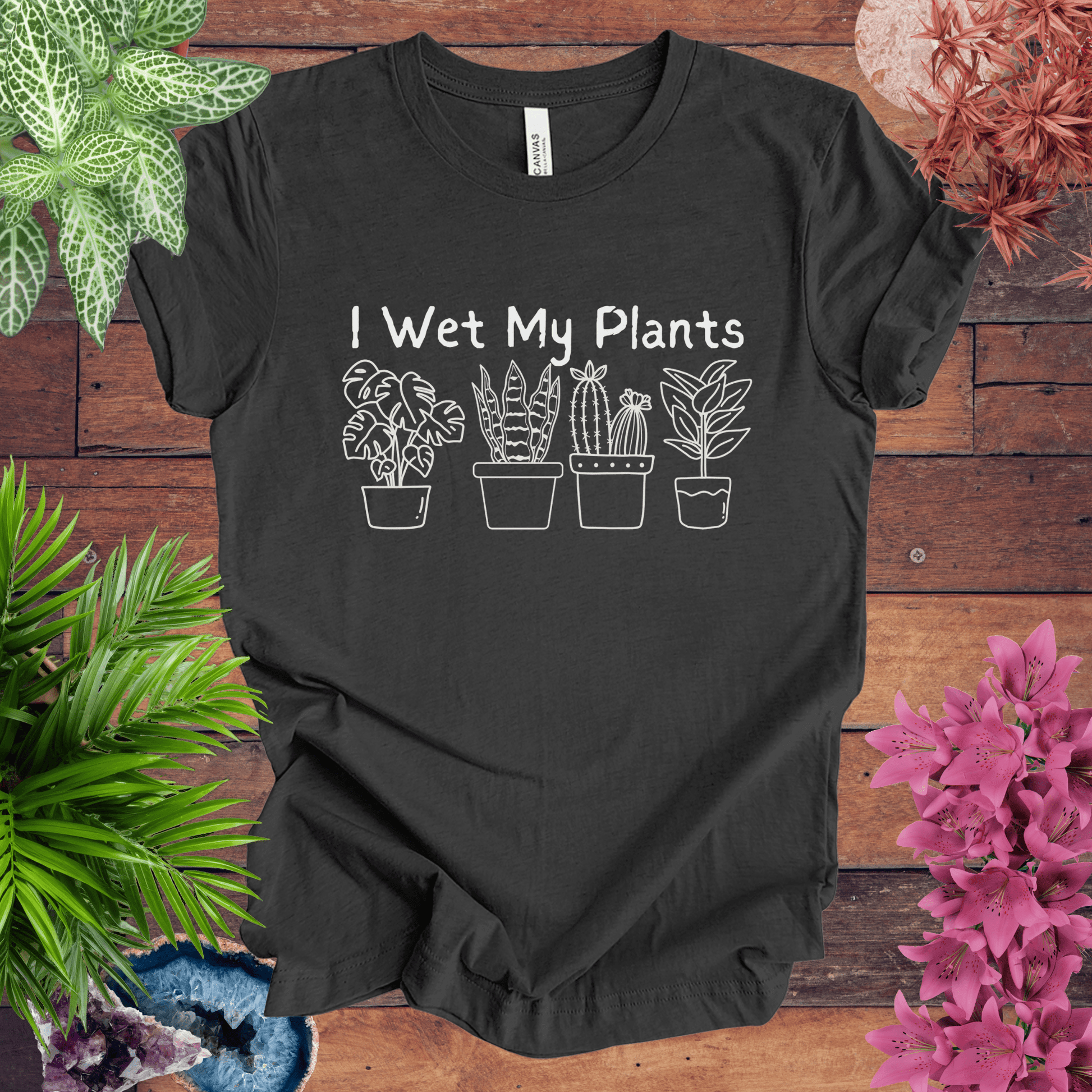 Printify T-Shirt Dark Grey Heather / S I Wet My Plants T-Shirt
