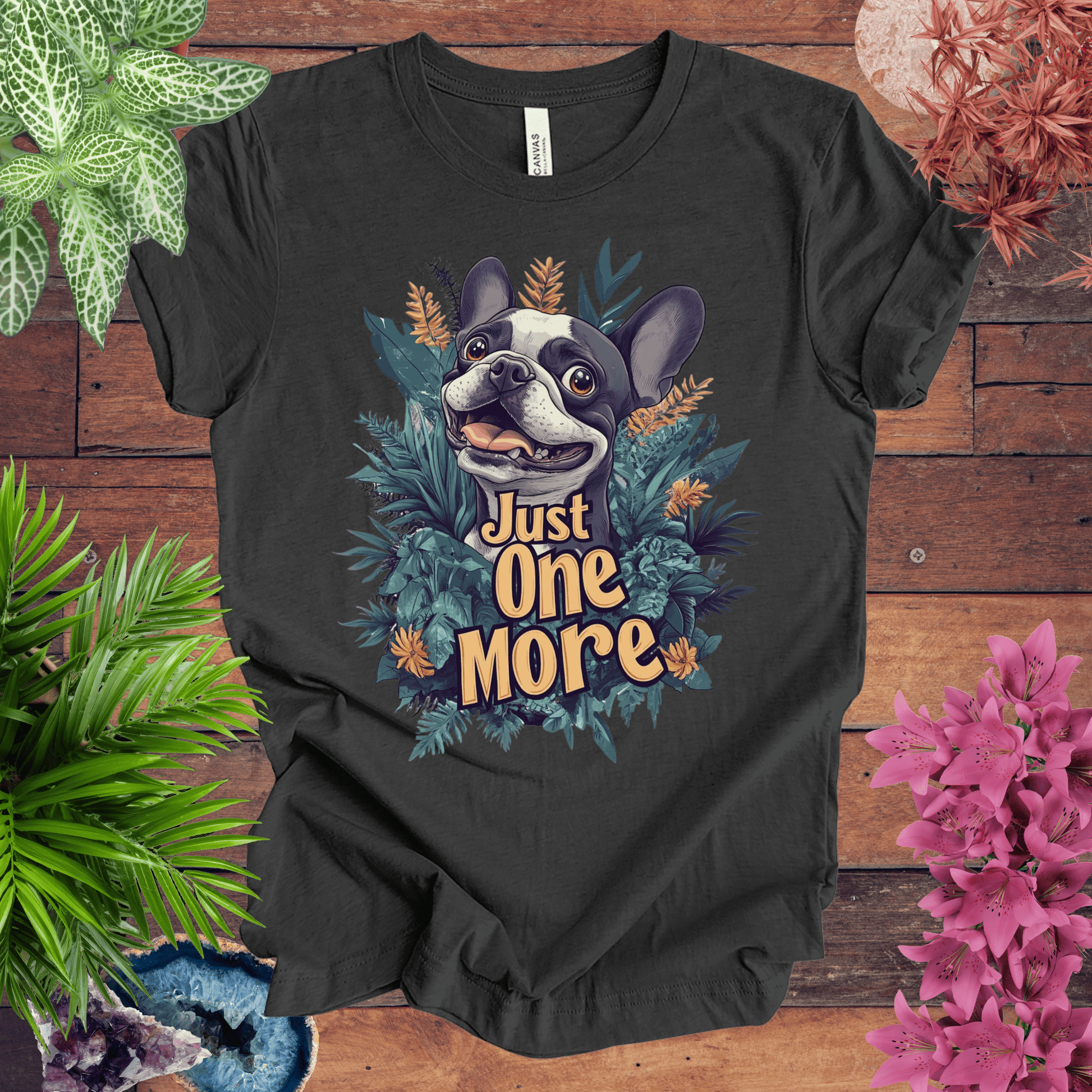 Printify T-Shirt Dark Grey Heather / S Just One More - Boston Terrier Edition T-Shirt
